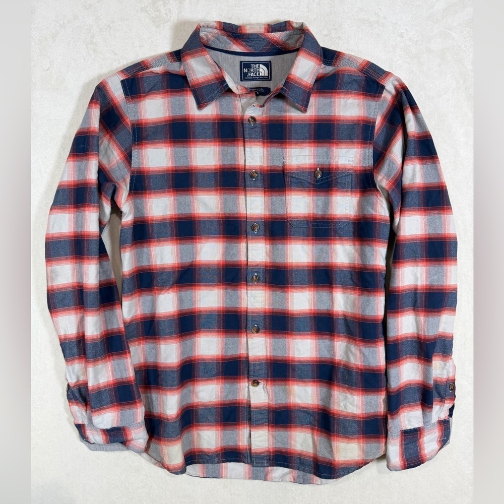 The North Face Size Small Navy and Red Plaid Checkered Shirt